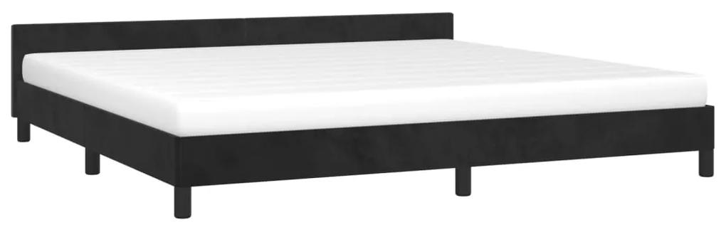 Cadru de pat cu tablie, negru, 200x200 cm, catifea Negru, 200 x 200 cm