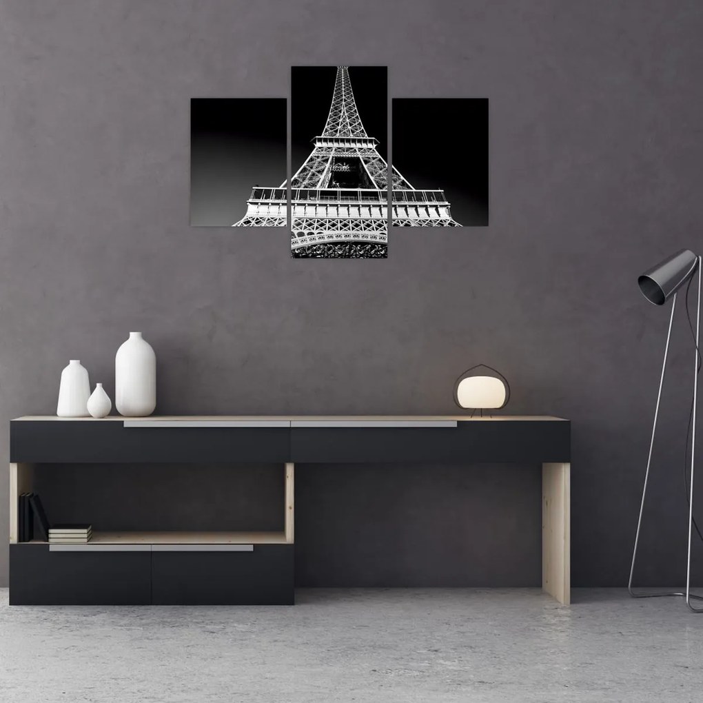 Tablou - Turnul Eiffel, alb-negru (90x60 cm)
