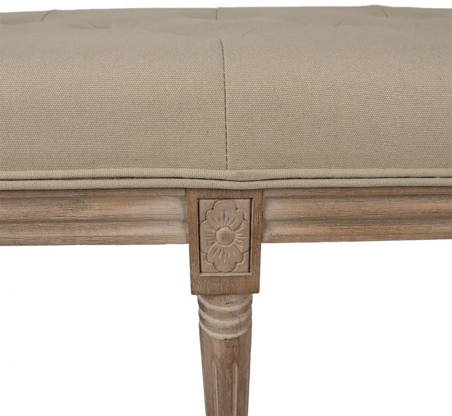 Bancheta shabby chic 2 locuri, bej, stofa, 122x41x46 cm