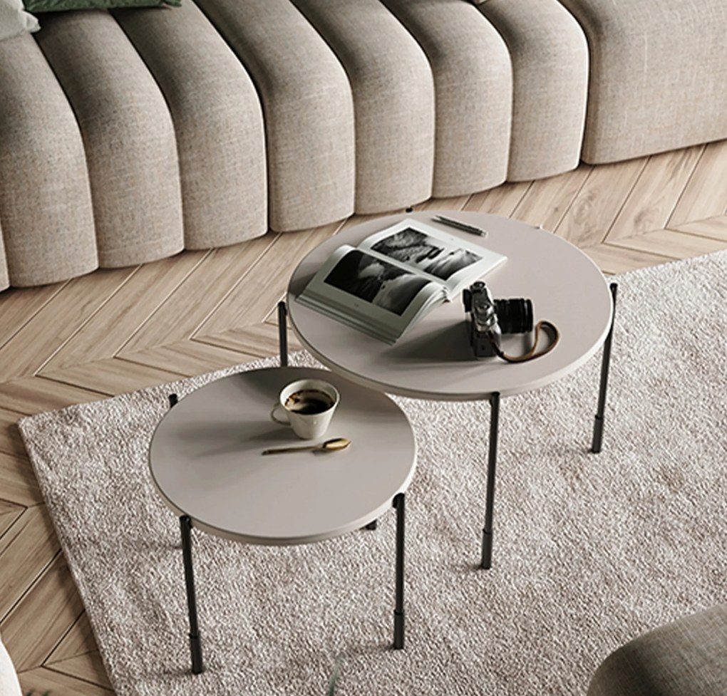 Masă de cafea rotundă pe picioare metalice Sonatia 45 cm - cașmir