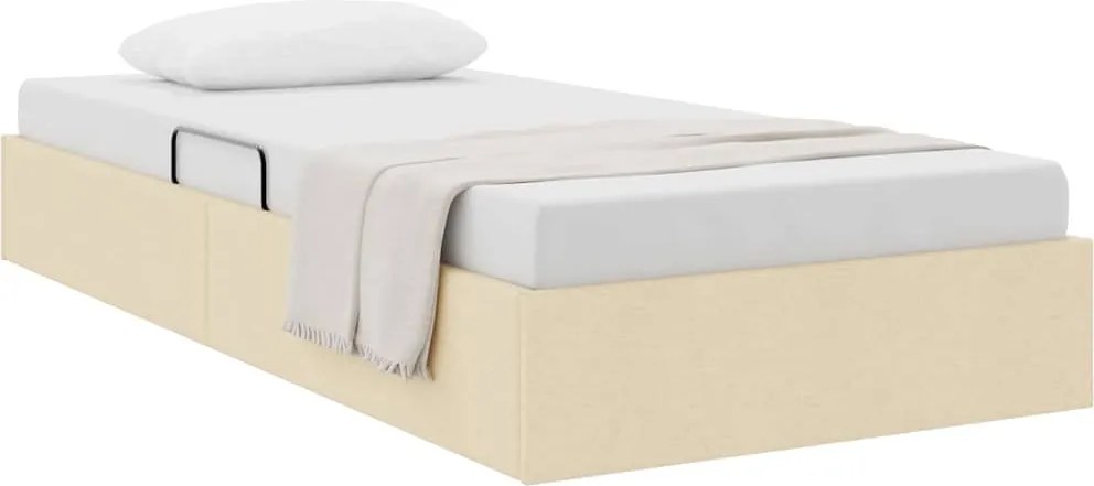 vidaXL Pat cu storage cu headboard Creme 100 x 200 cm țesătură