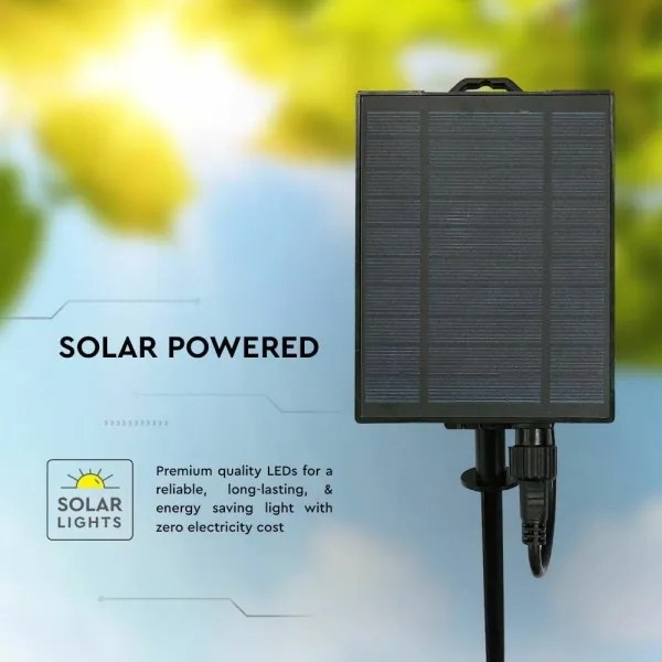 Lanț LED solar 15xLED/0,2W/3,7V 15 m 3000K IP44