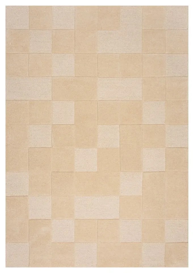 Covor din lână bej 230x160 cm Checkerboard - Flair Rugs