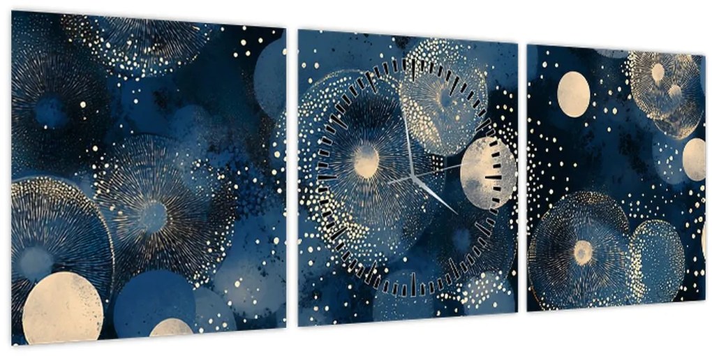 Tablou - Inele Albastru-Aurii (cu ceas) (90x30 cm)