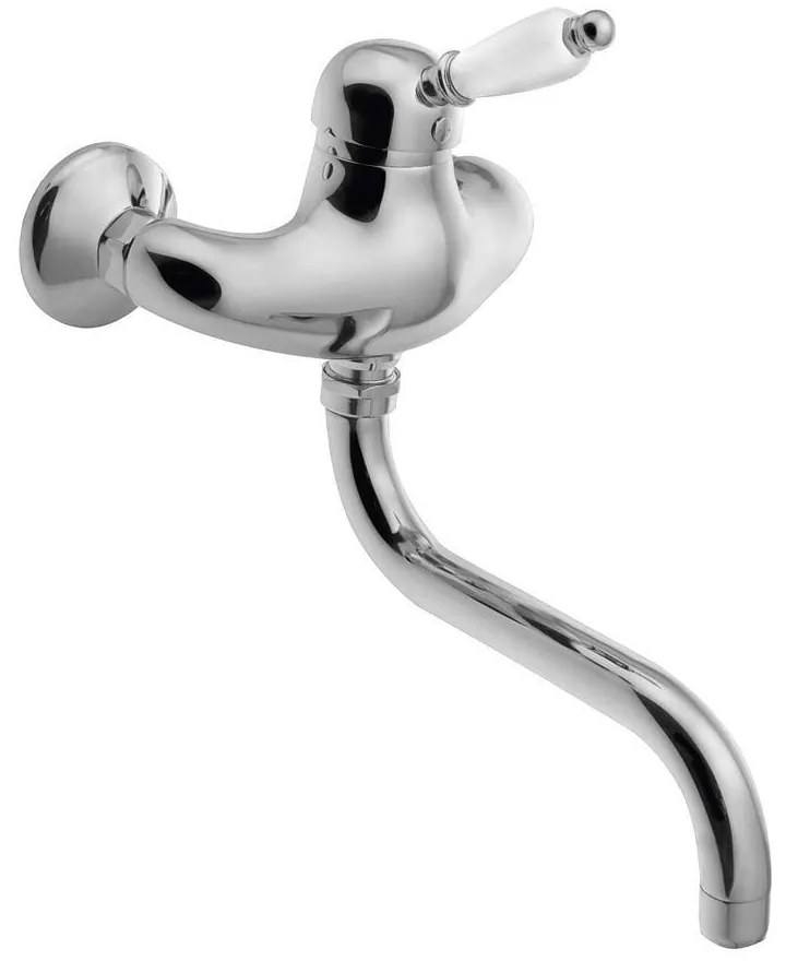 Baterie argintie pentru chiuvetă cu montare pe perete (1 ieșire) Kirké White – Sapho