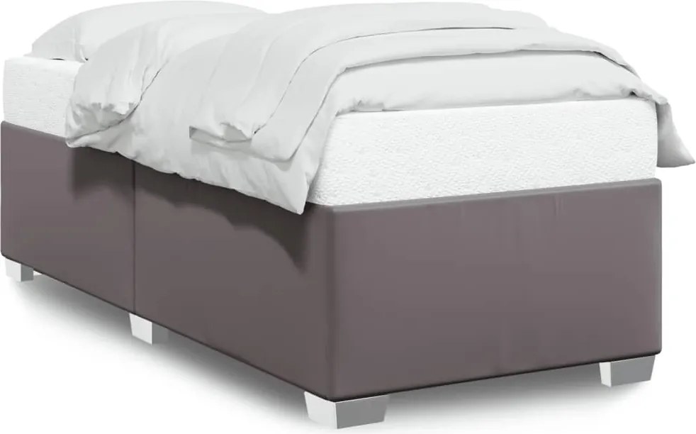 vidaXL Cadru de pat, gri, 100x200 cm, piele ecologică