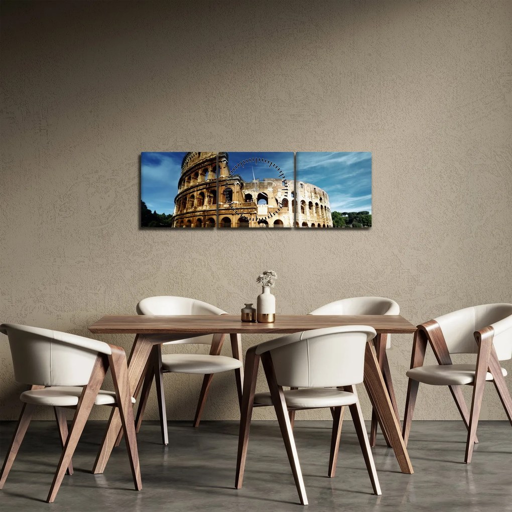 Tablou - Colosseum din Roma, Italia (cu ceas) (90x30 cm)