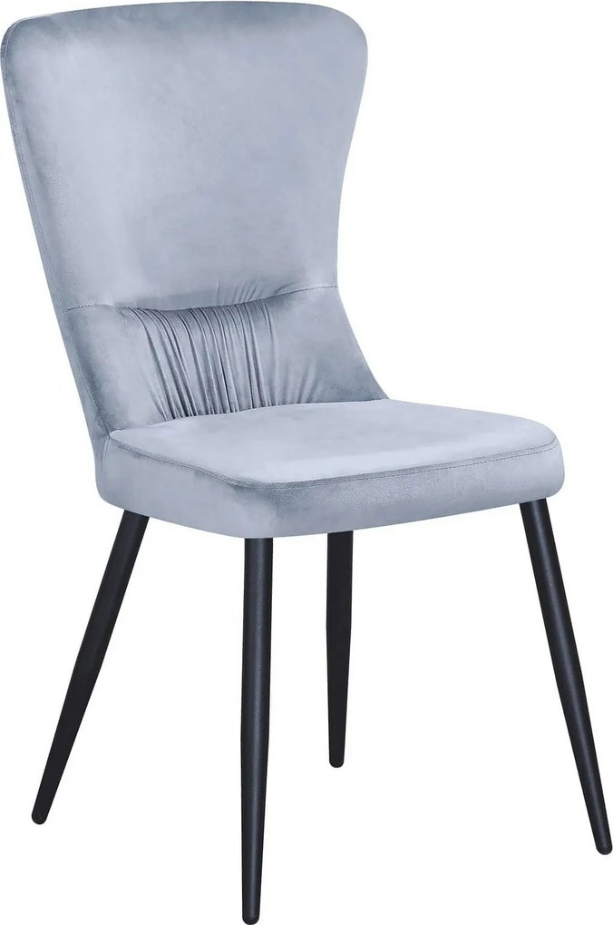 Scaun MIA, albastru deschis/negru, stofa catifelata/metal, 51x62x95 cm