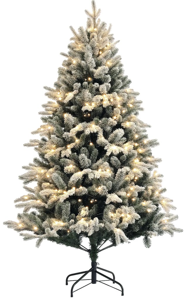HOMCOM Brad de Crăciun Artificial cu 200 luminițe LED, 793 Ramuri, Crengi Pliabile și Bază Pliabilă, Ø116x180 cm, Verde | Aosom Romania