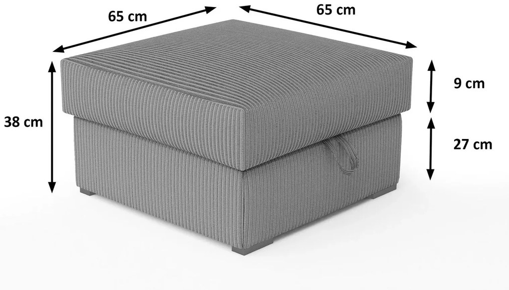 Taburet gri inchis SMART COSARO cu spatiu de depozitare 65x65 cm