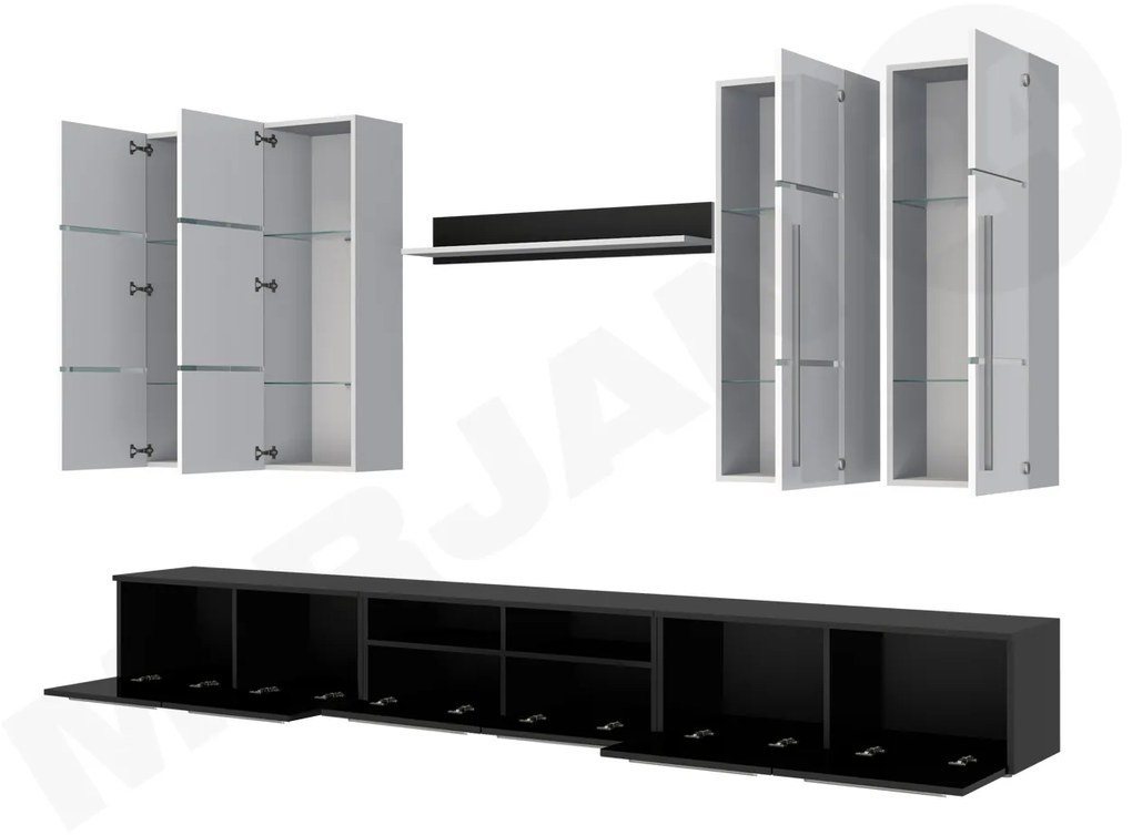 Mobilier living Bridget (Alb + Alb lucios) (Negru + Negru lucios ). 1058185