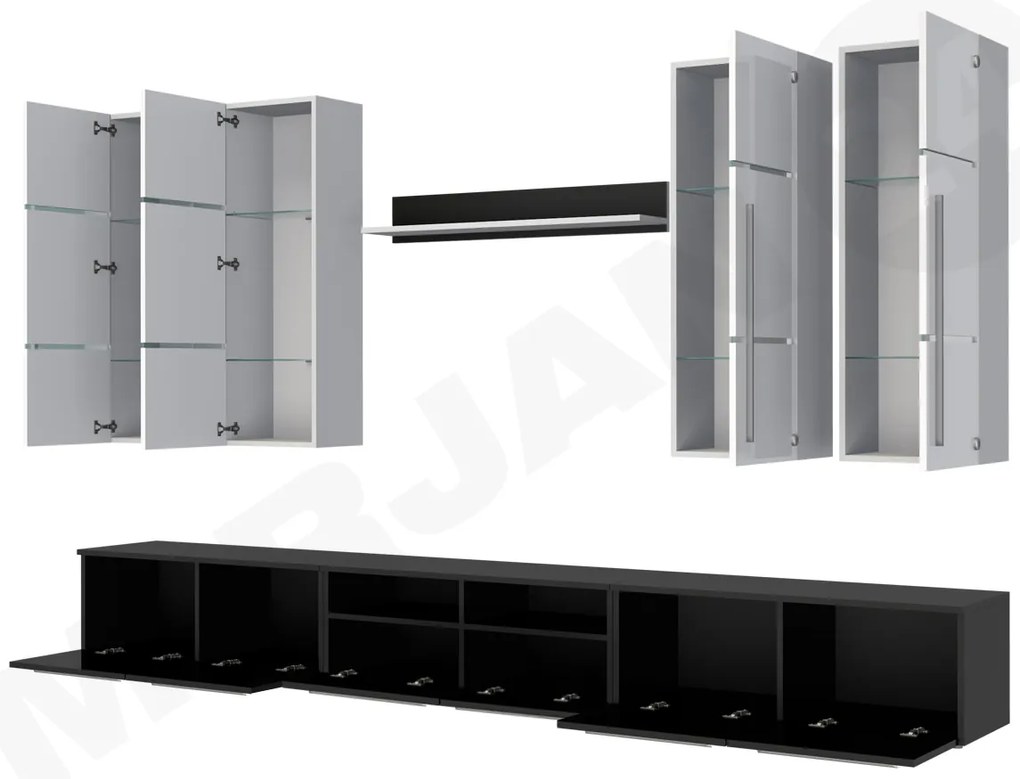 Mobilier living Bridget (Negru + Negru lucios ) (Alb + Alb lucios ). Promo -17%. 1058186