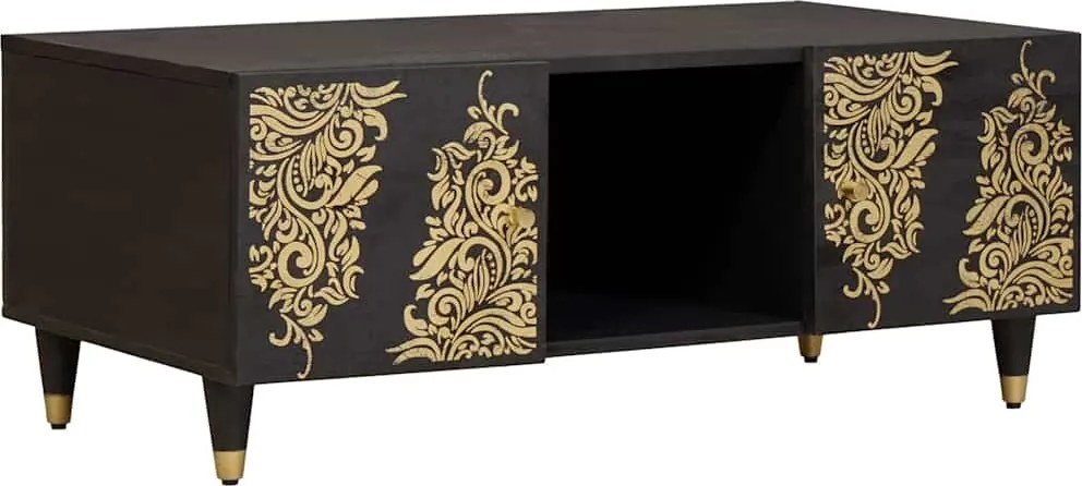 vidaXL Masă de cafea Negru 100 x 54 x 40 cm Lemn de mango solid