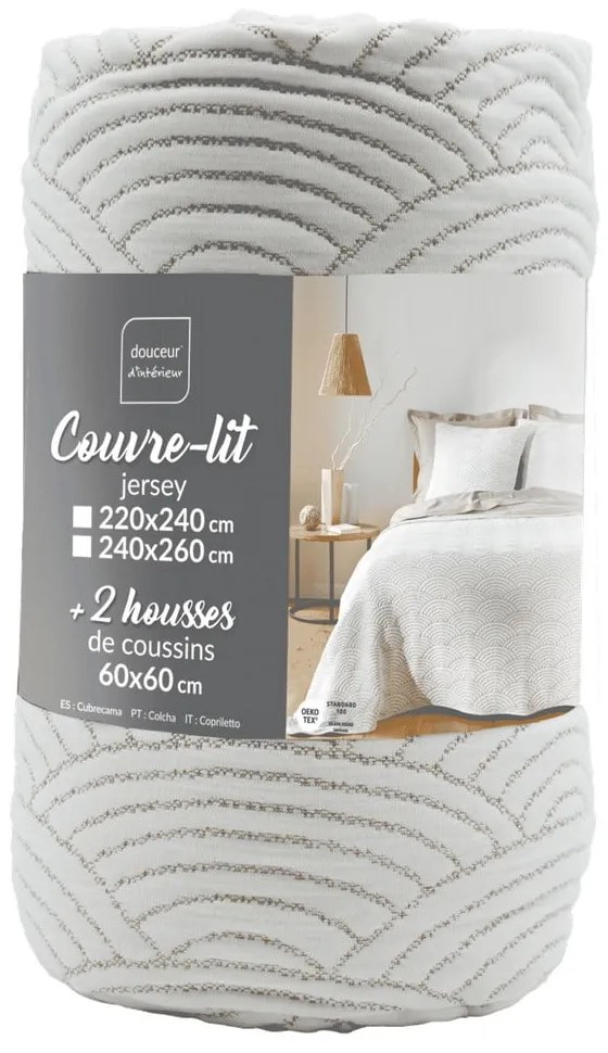 Set cuvertură și față de pernă alb-bej din jerseu 220x240 cm Cassandra – douceur d'intérieur