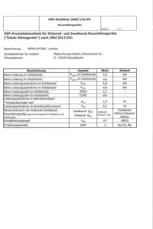 Aer condiționat Midea/Comfee MPPH-07CRN7 mobil,până la 25m2