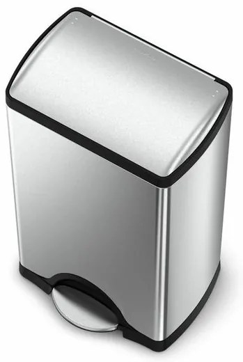 Coș cu pedale dreptunghiular 38 l, oțel mat, oțel inoxidabil