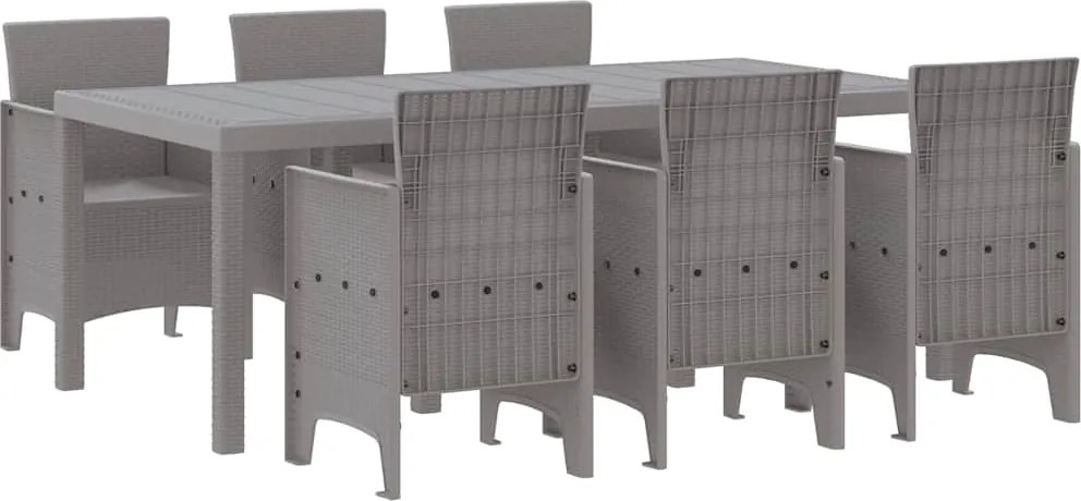 vidaXL Set de masă pentru grădină 7 pcs Gri deschis Polipropilenă