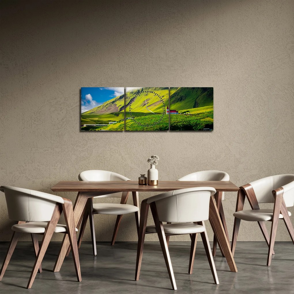 Tablou cu peisaj montan (cu ceas) (90x30 cm)