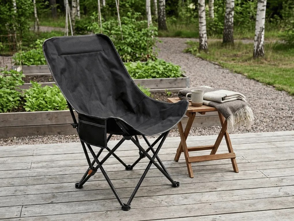 Scaun camping pliabil TERVO, neagra