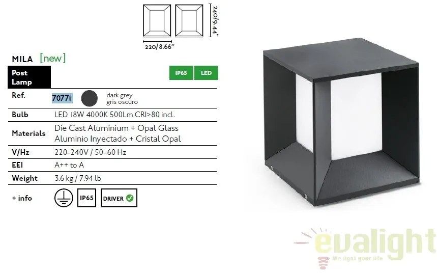 Stalp LED iluminat exterior design modern MILA 70771