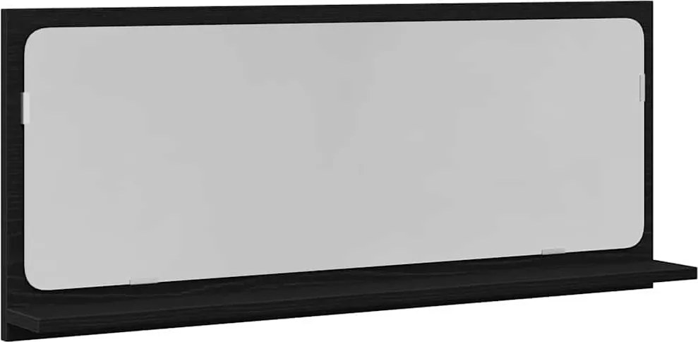 vidaXL Raft cu Oglindă Stejar Negru 90 x 10,5 x 37 cm Lemn compozit