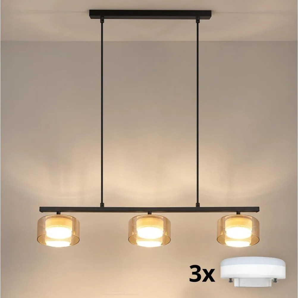 Brilagi - LED Lustră suspendată pe cablu AURA LUX 3xGX53/30W/230V negru/auriu