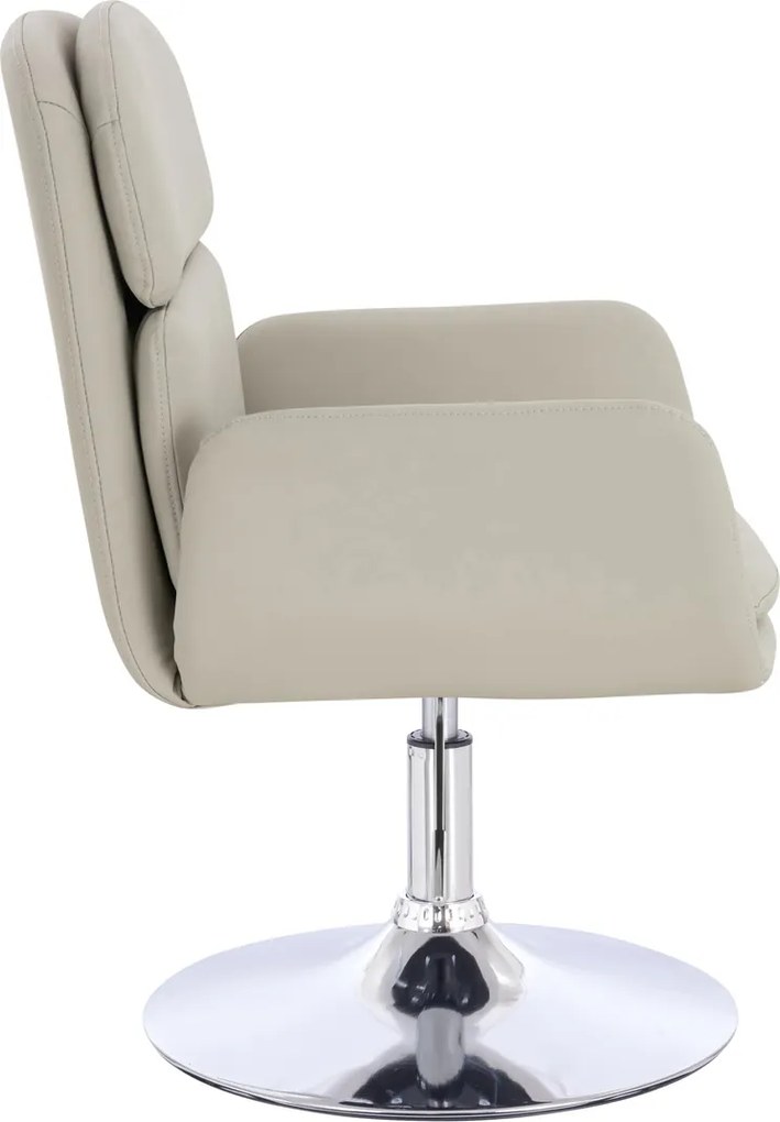 HR480N Scaun Ecru Piele Ecologica Premium Soft cu Bază Cromata