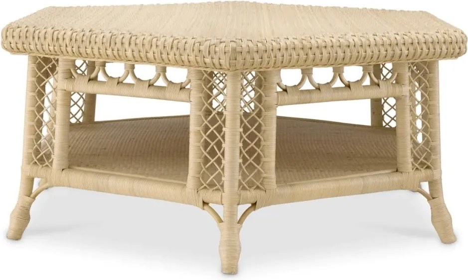 Masuta de cafea din ratan natural design LUX Saba Hexagon