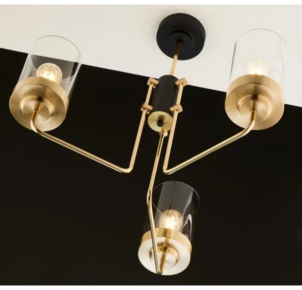 Jupiter 2087 - Lustru cu tija RAMIREZ 3xE27/15W/230V auriu/negru