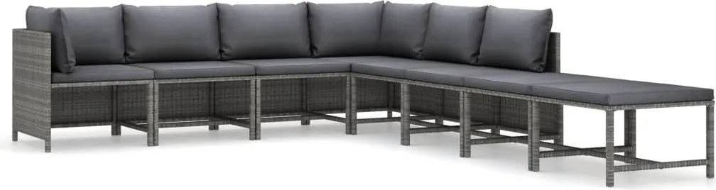 vidaXL Set mobilier de grădină cu perne, 8 piese, gri, poliratan
