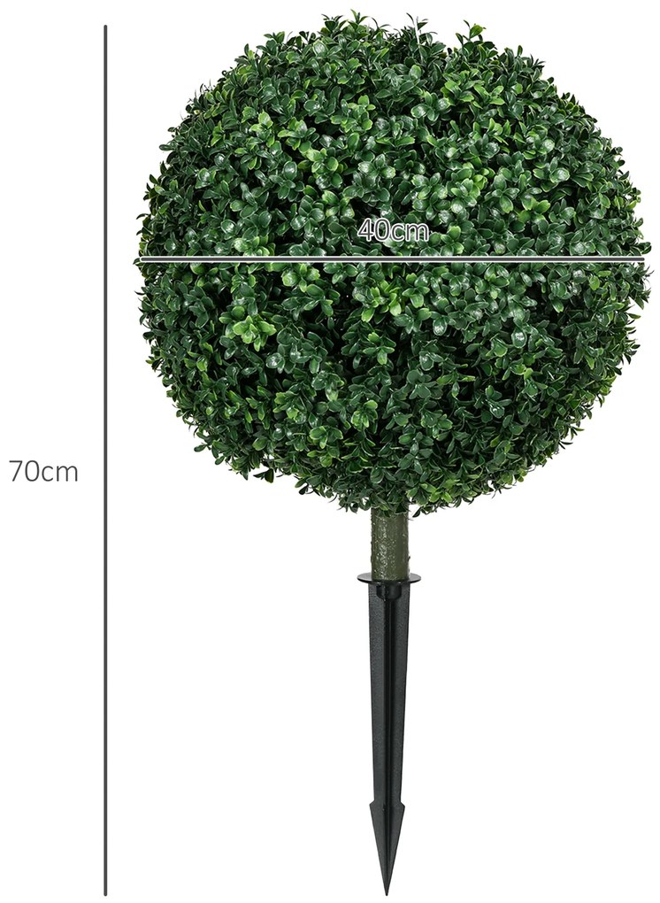 HOMCOM Buxus artificial set de 2, realist, rezistent la intemperii, ușor de întreținut, 70 cm | Aosom Romania