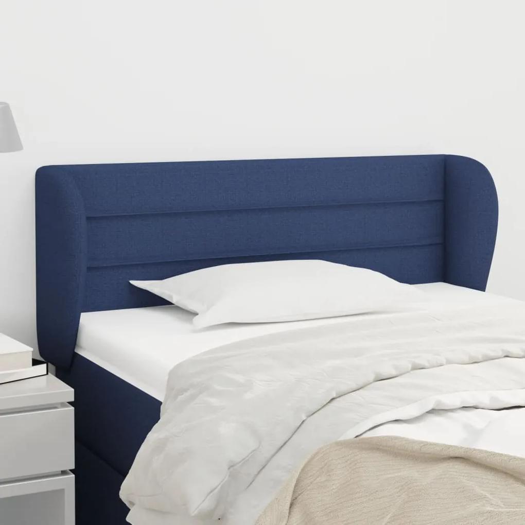 3117280 vidaXL Tăblie de pat cu aripioare, albastru, 103x23x78/88 cm textil