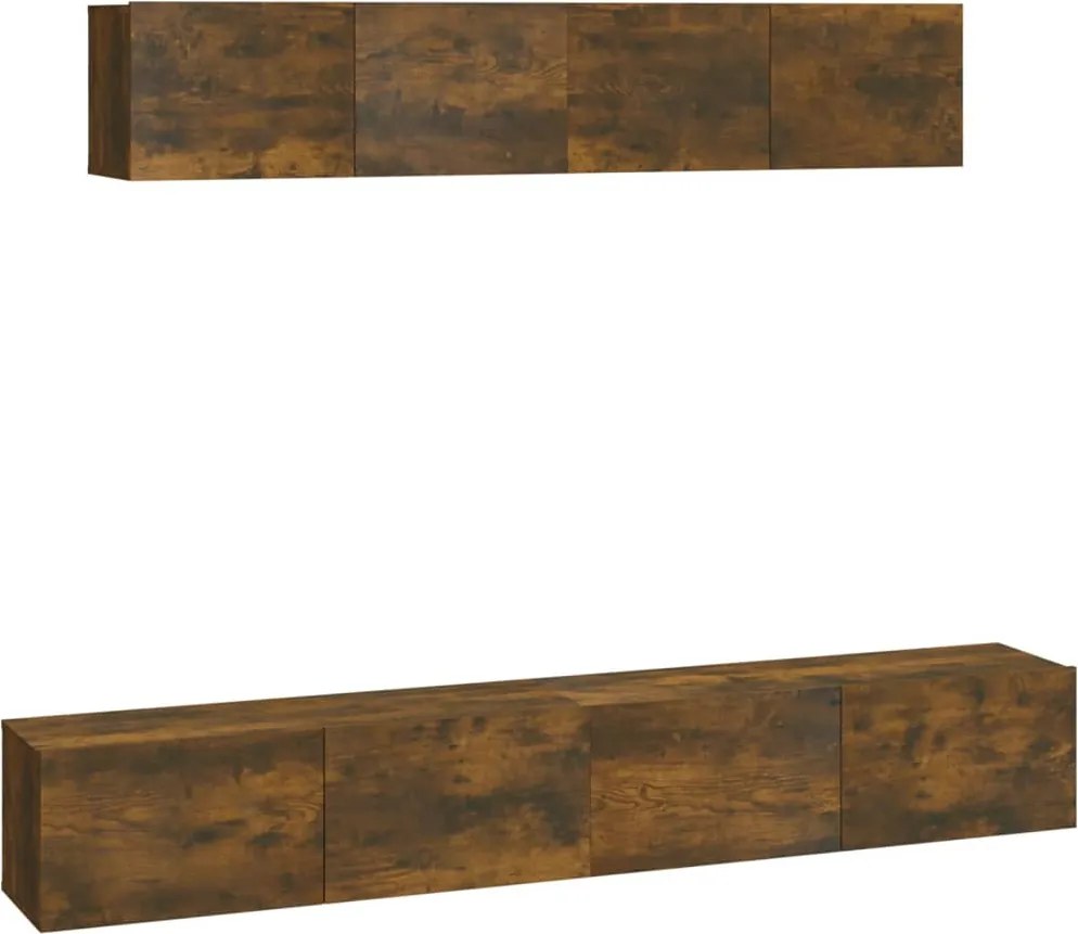 vidaXL Set dulapuri TV, 4 piese, stejar fumuriu, lemn prelucrat