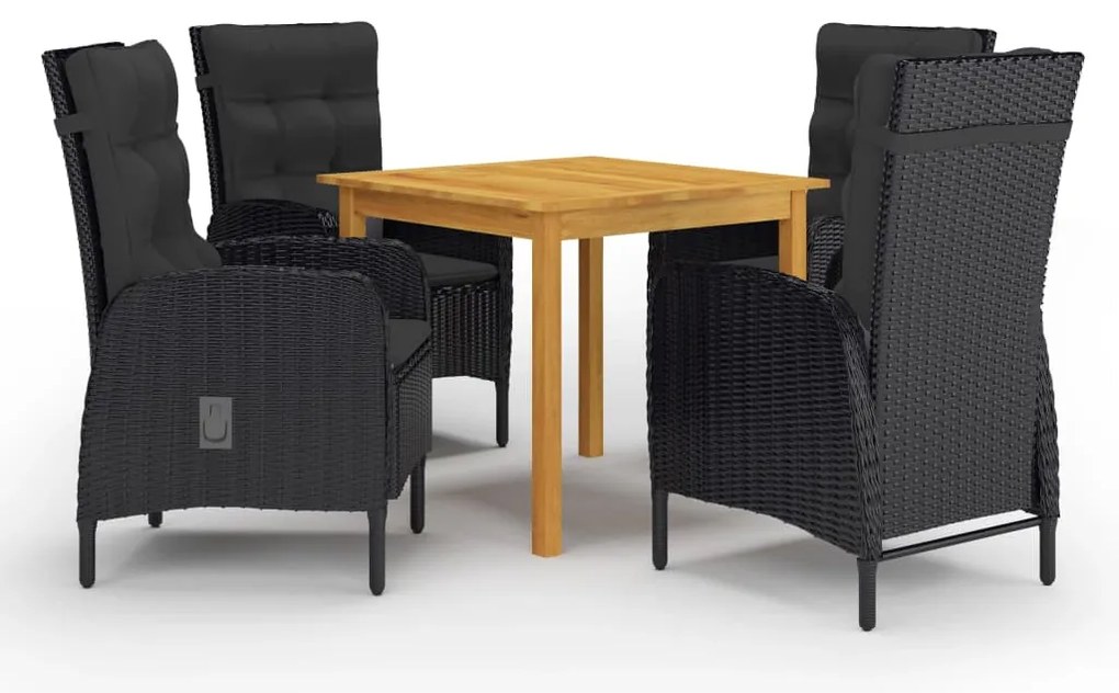 vidaXL Set mobilier de grădină, 5 piese, negru