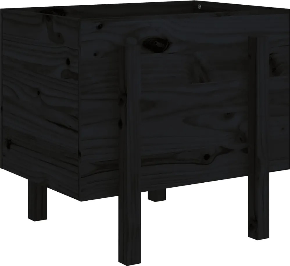 vidaXL Jardinieră de grădină, negru, 62x50x57 cm, lemn masiv pin