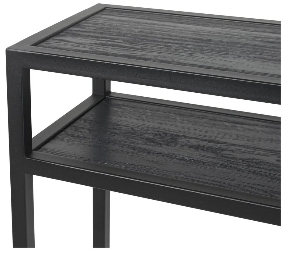 Masă consolă neagră cu blat din lemn de stejar 30x120 cm Daniël – Spinder Design
