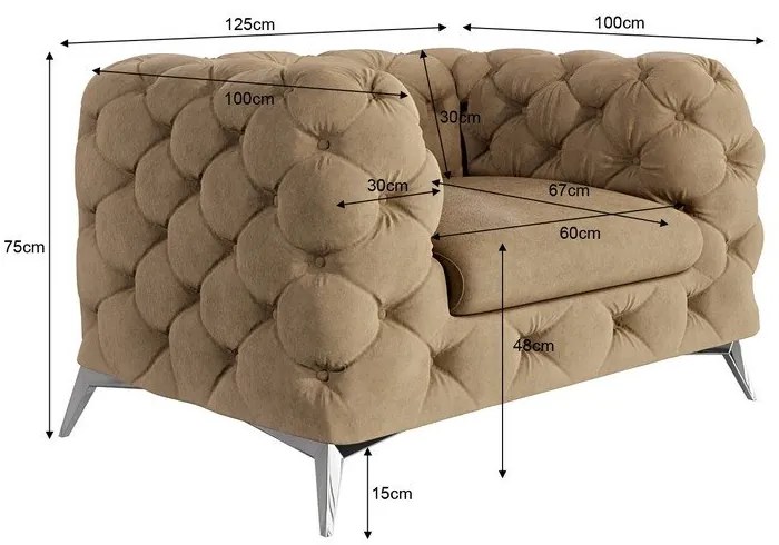 Fotoliu maro deschis cu tapițerie din catifea Chelsea – Ropez