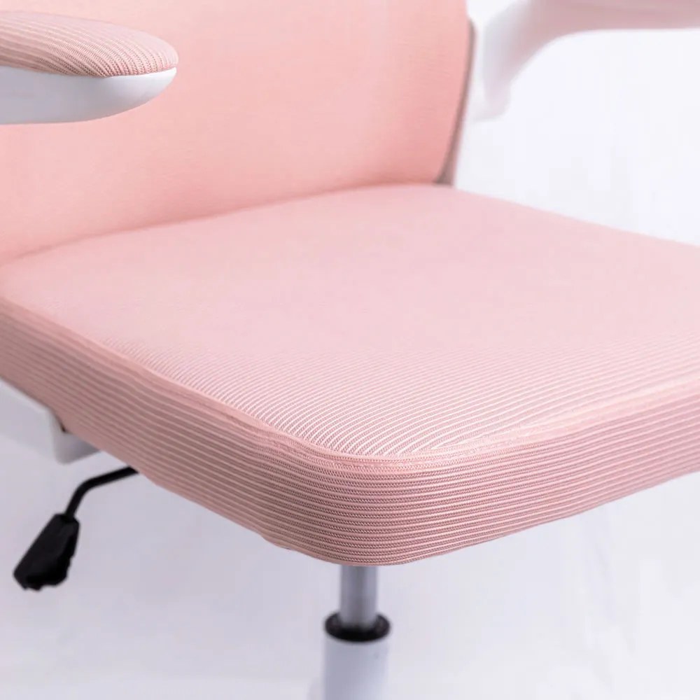 Scaun ergonomic OFF 336 roz, spătar înalt și brațe rabatabile