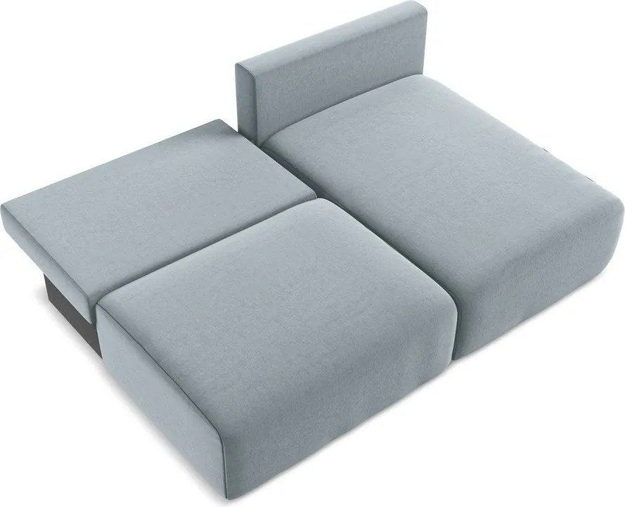 Colțar albastru extensibil/cu spațiu de depozitare cu tapițerie din catifea (cu colț pe partea dreaptă/cu șezlong) Kalena – Makamii