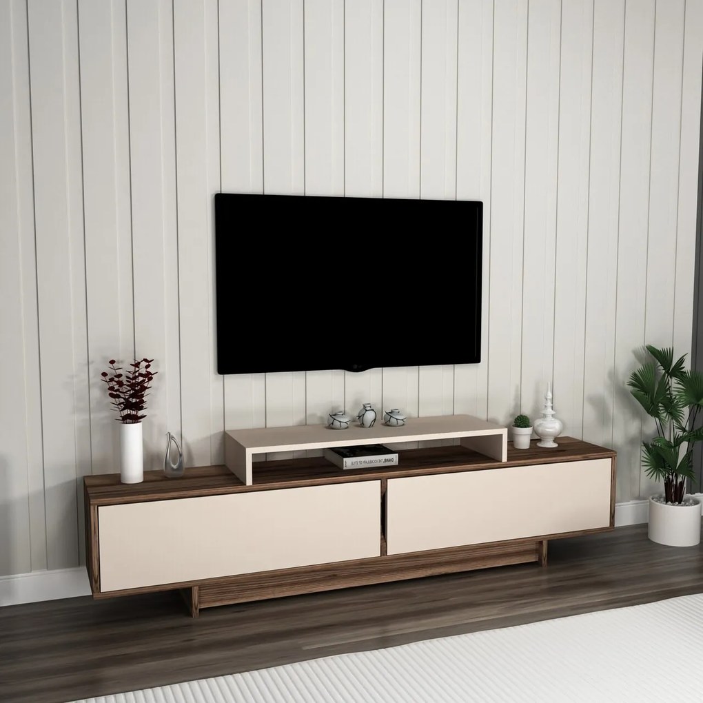 Comoda TV, Hanah Home, Grasyas, 180x50.2x29.6 cm, Nuc deschis / Bej