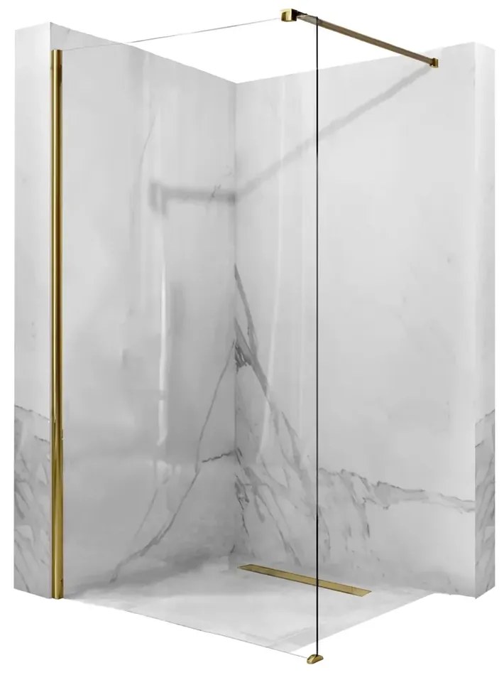 Paravan dus sticla securizata easy clean walk-in 90x200 cm, auriu periat, Mediterraneo Foxy 900x2000 mm