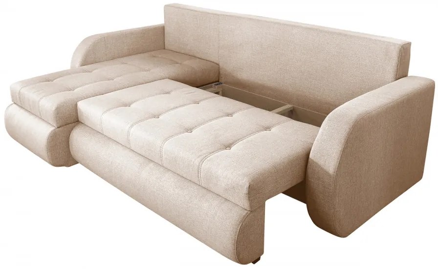 Coltar extensibil reversibil Genoa Lux Cream 243x141x81 cm cu lada de depozitare