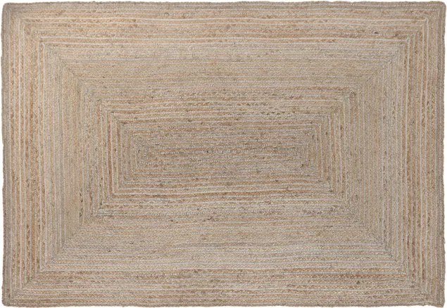 Covor din lână și iută împletit manual, maro natural, 120 x 180 cm, 2200 GSM, „Wool Jute Carpet Natural"
