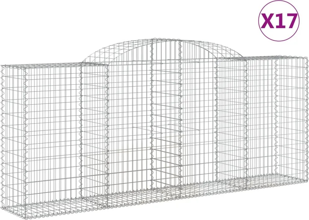 vidaXL Coșuri gabion arcuite 17 buc. 300x50x120/140 cm fier galvanizat