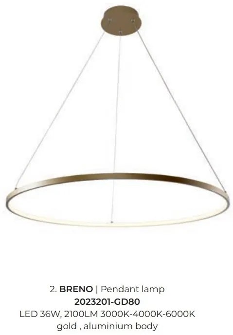 Lustra LED moderna design circular BRENO auriu 80cm