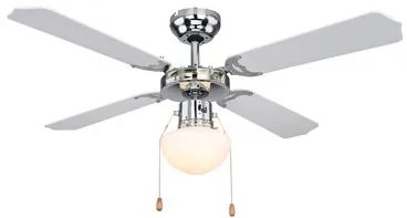 Candelabru Champion 0309CSW, cu ventilator, 1xE27, crom+negru, IP20, Globo