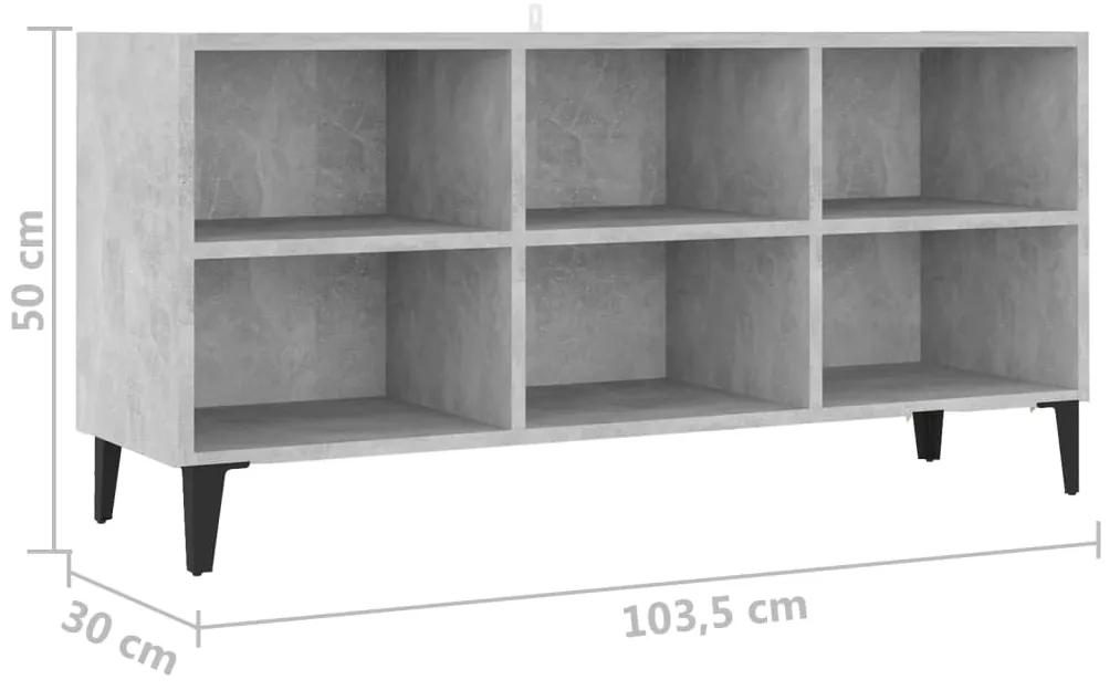 Comoda TV cu picioare metalice, gri beton, 103,5x30x50 cm 1, Gri beton, 103.5 x 30 x 50 cm