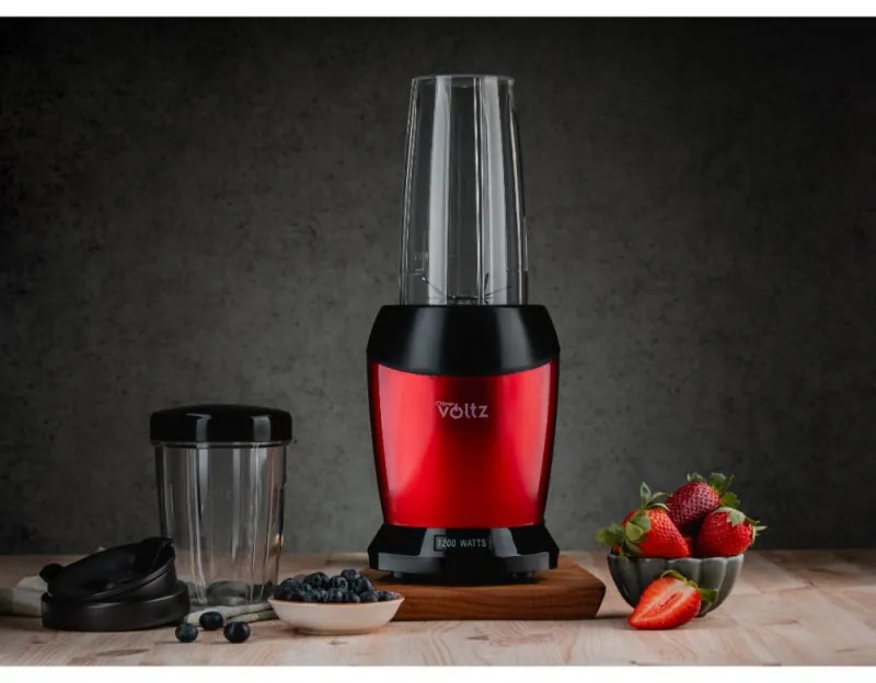 Nutri Blender Oliver Voltz OV51162DR, 1200 W, 2 pahare, Fara BPA, 1L/800 ml, Zdrobire gheata, Rosu