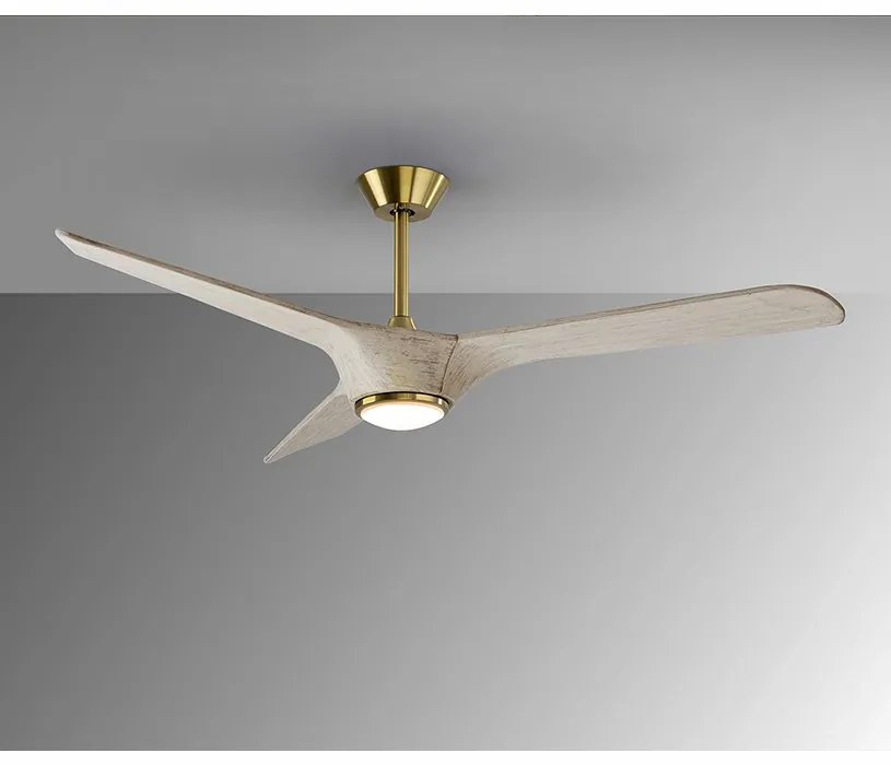 Lustra LED cu Ventilator si telecomanda, lame din lemn Alisios alb/ bronz