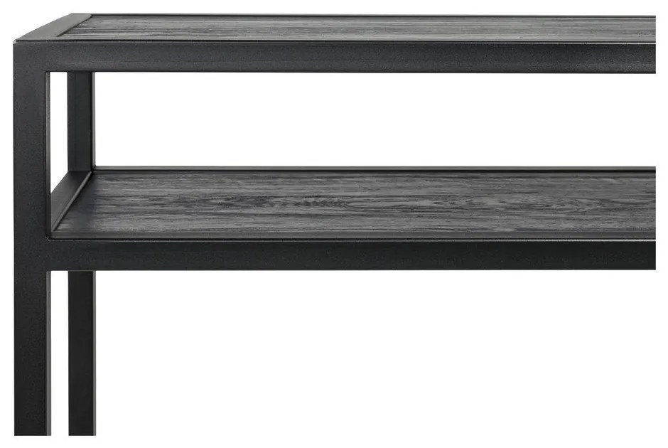 Masă consolă neagră cu blat din lemn de stejar 30x120 cm Daniël – Spinder Design